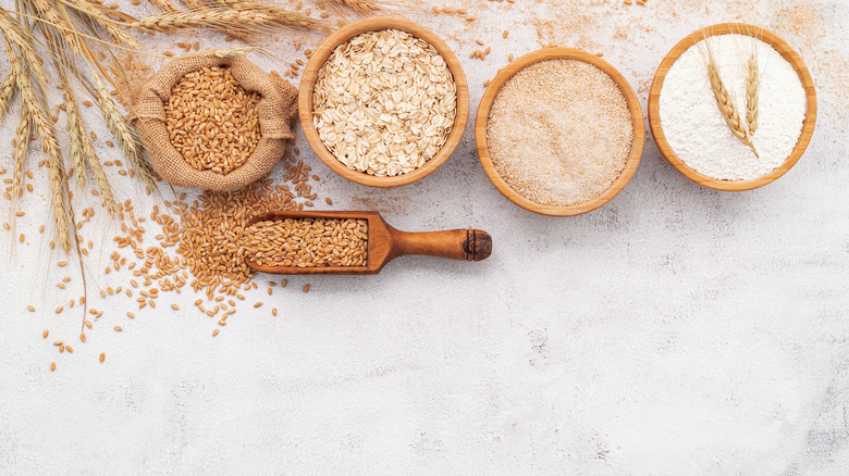 Grains, oats, and wheat and white flour