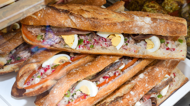 pile of pan bagnat sandwiches