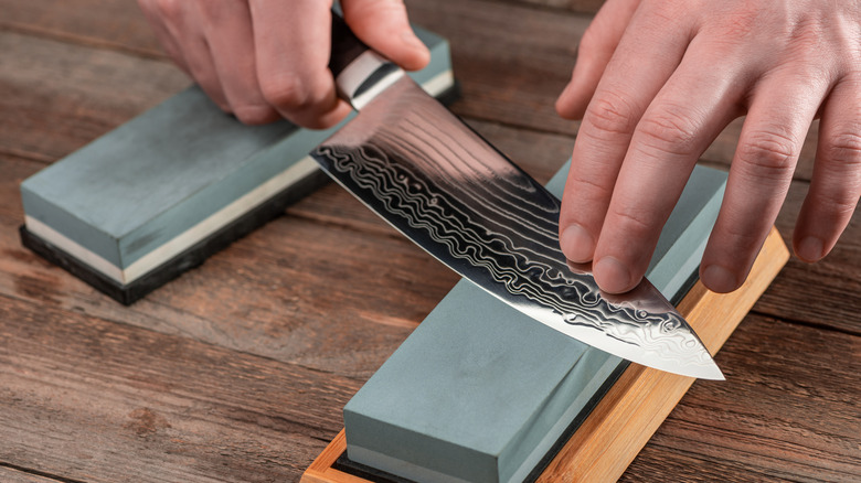 sharpening knife with a whetstone