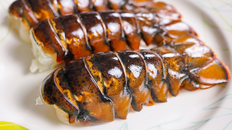 Lobster tails on plate