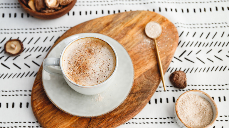 Shiitake Mushroom latte using mushroom powder
