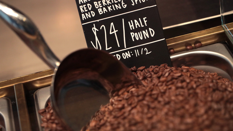 Coffee beans and a scooper