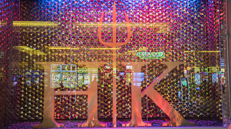 Hell's Kitchen logo in front of restaurant 