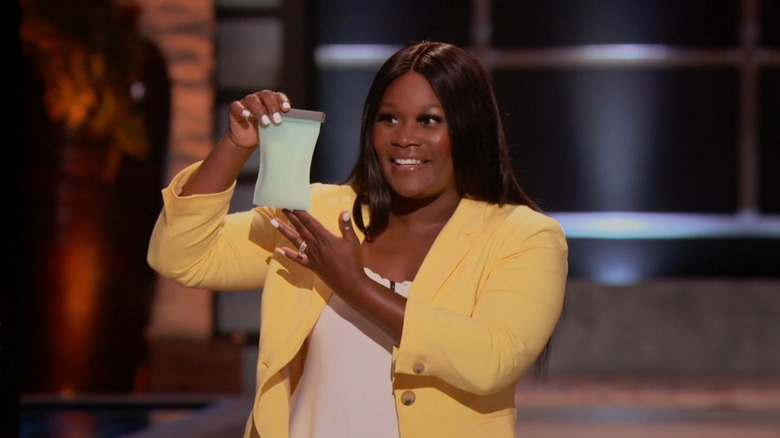 Nickey Ramsay displays Junobie's breastmilk storage bag.