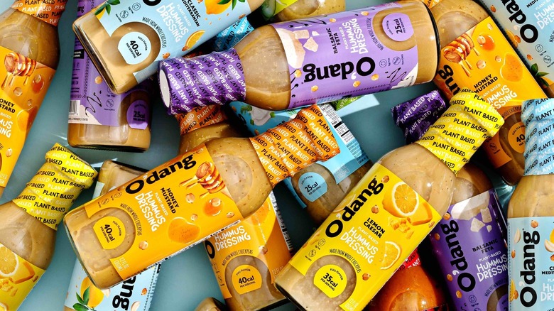 Pile of O'Dang salad dressings