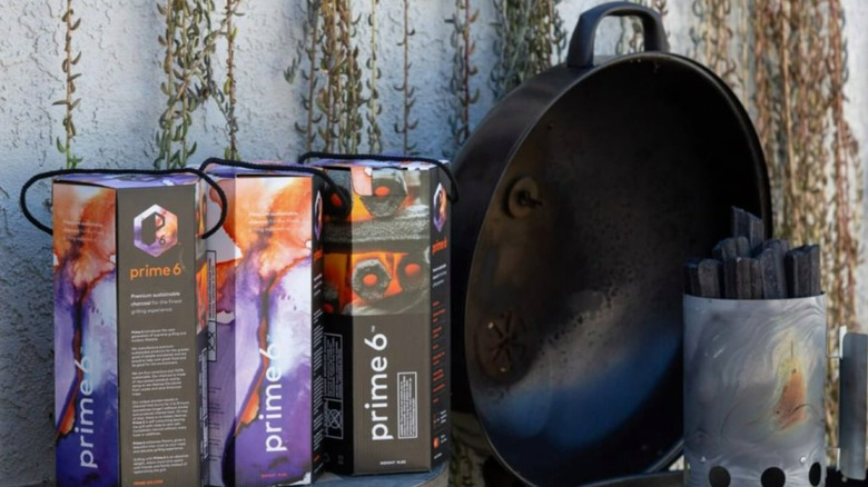 Prime 6 charcoal boxes with grill and chimney starter