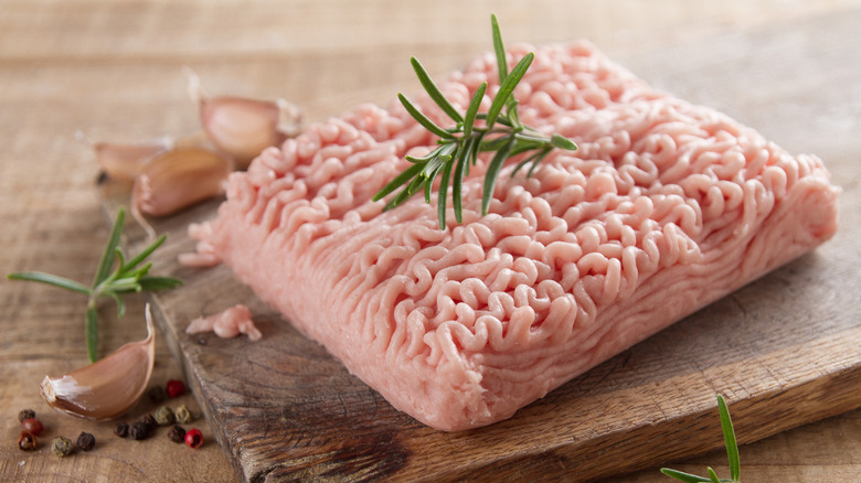 ground turkey on a board