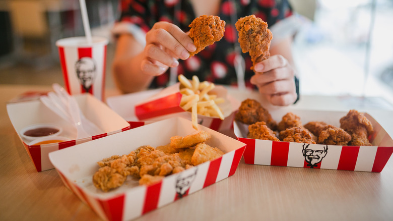 A meal from KFC on a table
