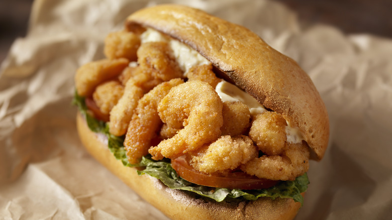 Po' boy sandwich with Creole mayonnaise
