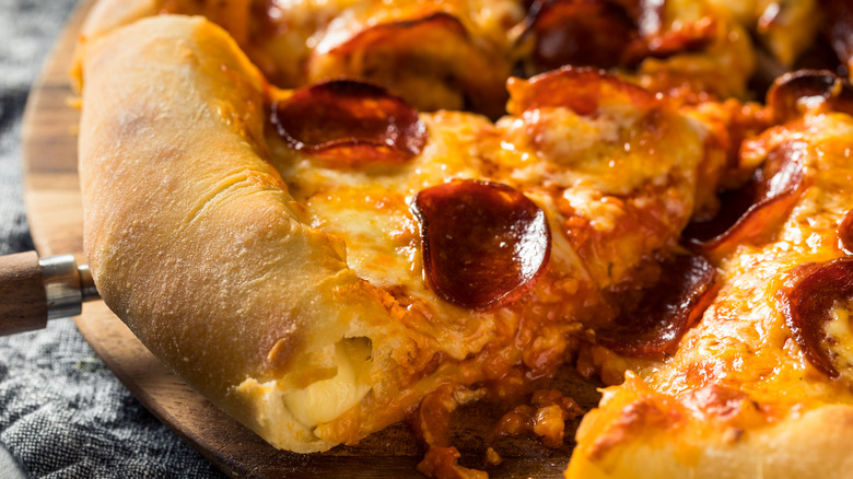 Stuffed crust pizza slice