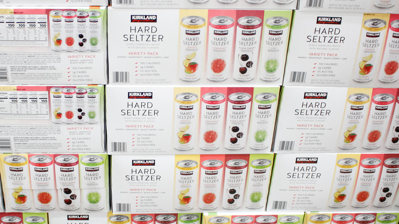 Kirkland hard seltzer boxes
