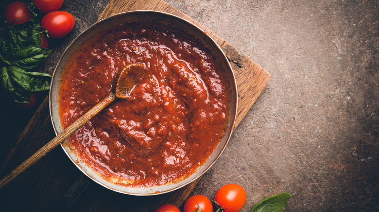 Tomato sauce in sauce pan