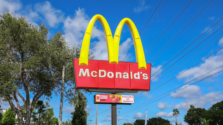 McDonald's sign with blue sky