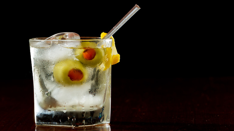 Cocktail with pimento olives