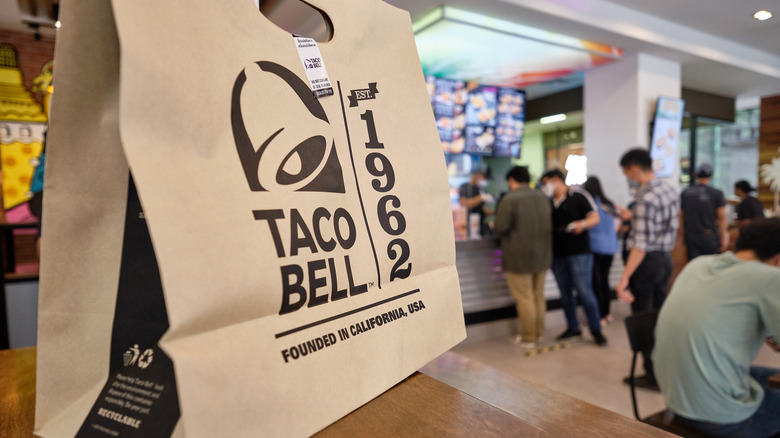 Taco Bell bag on counter
