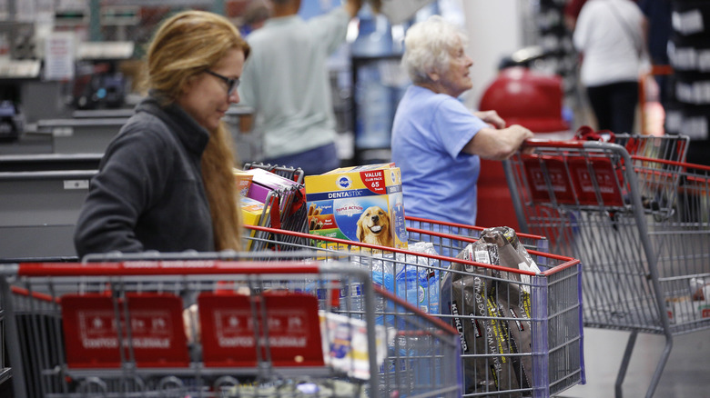 Customers checking out at Costco
