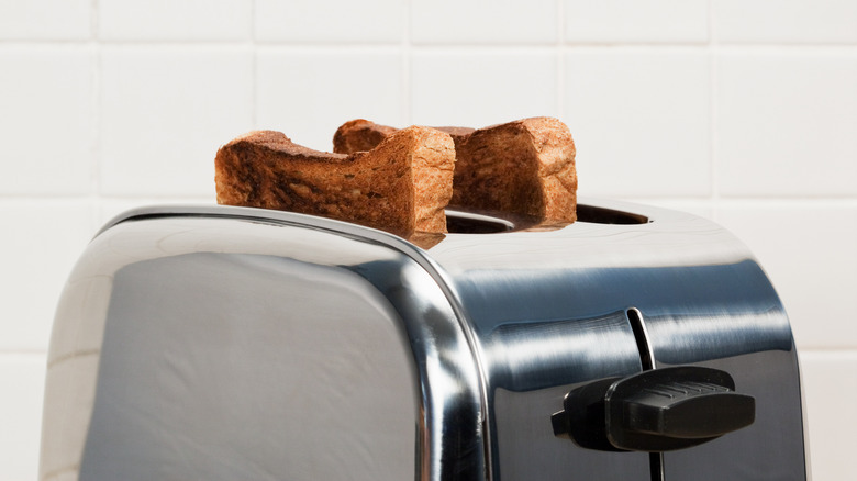 Bread in toaster slots