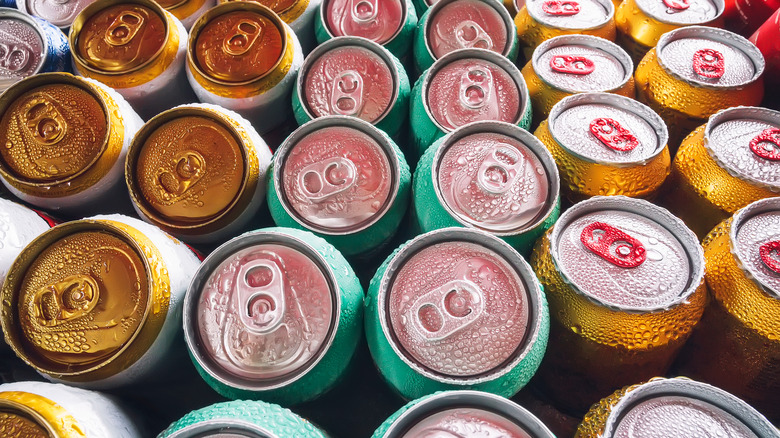 Tops of aluminum soda cans