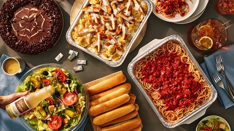 spread of olive garden food