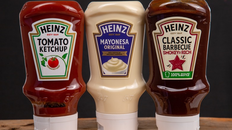 Bottles of Heinz products