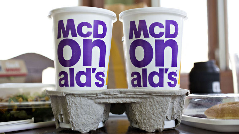 McDonald's drinks in carrier