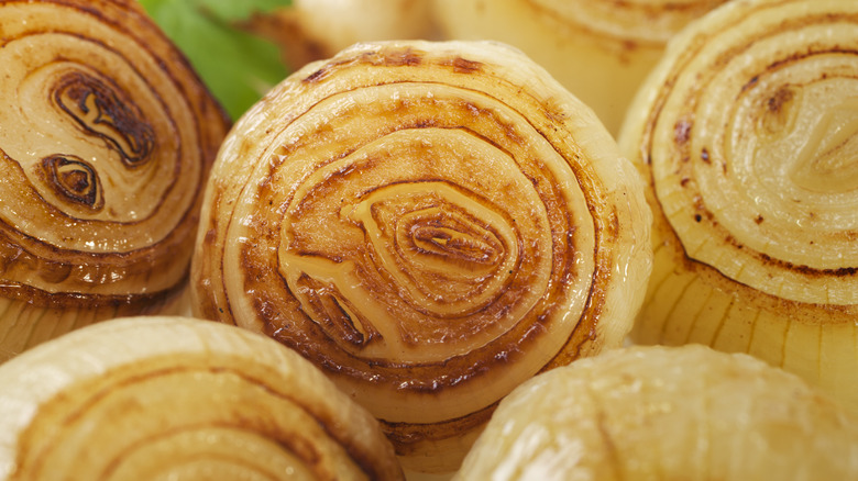 Close up of roasted onions