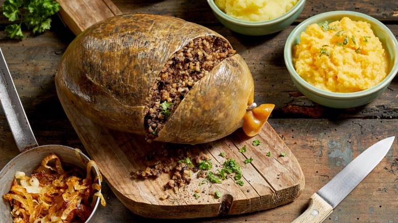 haggis with side dishes