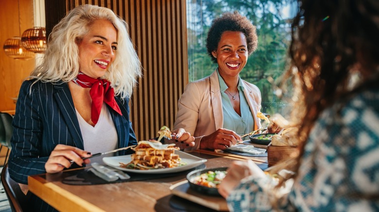 Happy women in restaruant