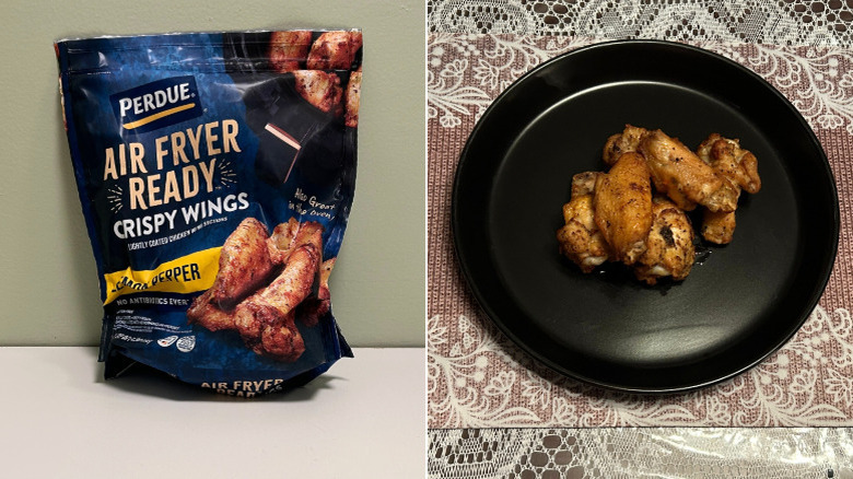 Perdue lemon pepper wings on plate with bag