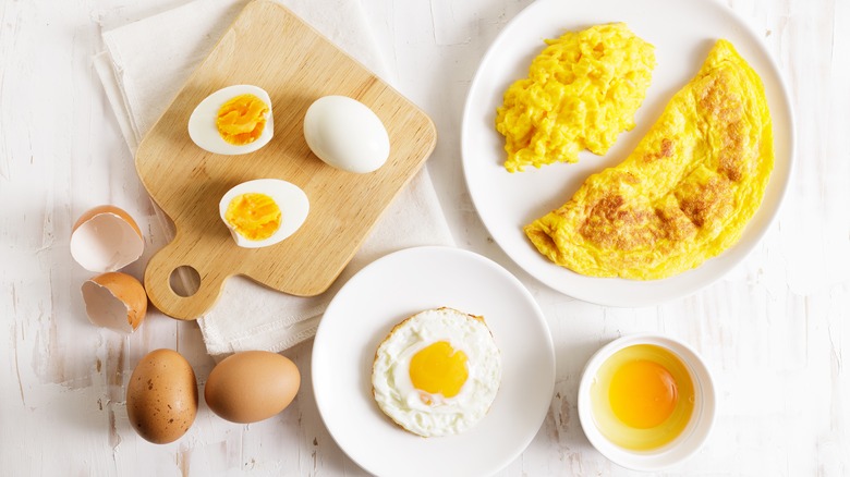 Egg varieties on backdrop