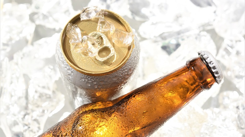 Beer bottle and can