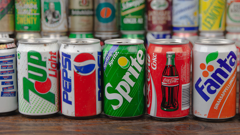 Various cans of soda