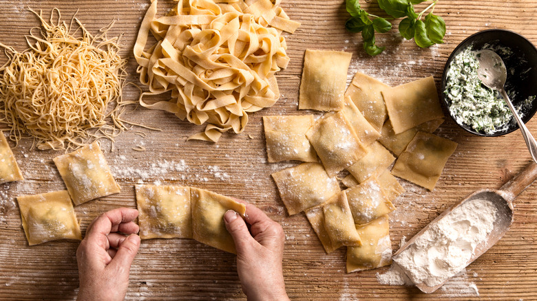 Person making fresh pasta