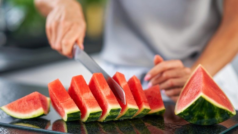 cutting watermelon