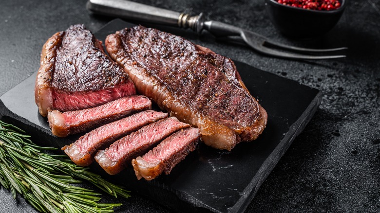Steak cut up