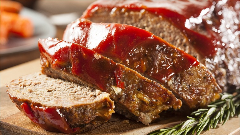 Meatloaf on a wooden board