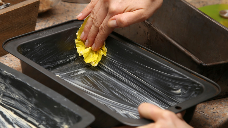 greasing a pan