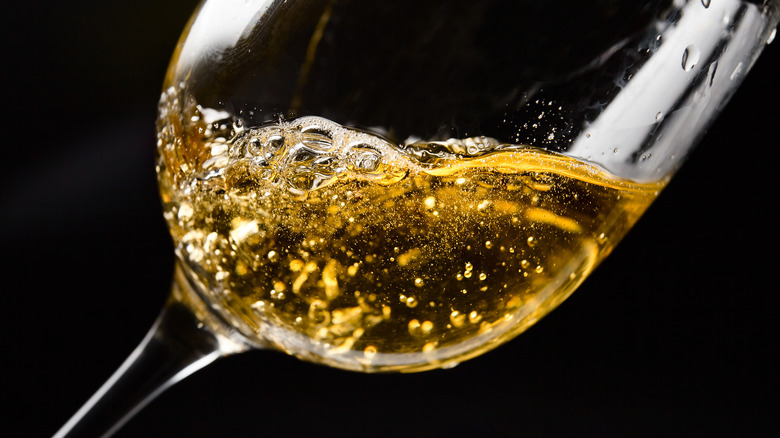 Dessert wine in glass close up