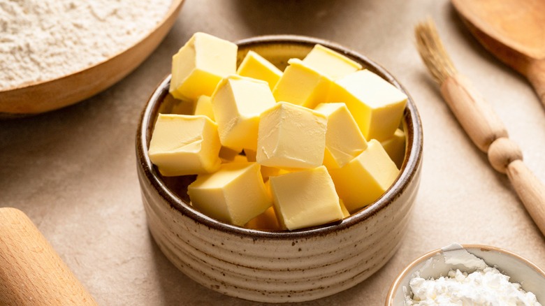 Butter with other baking ingredients 