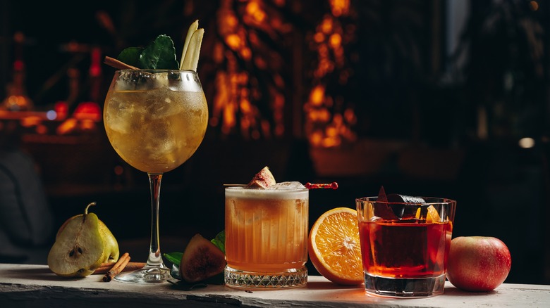 Three cocktails in a line