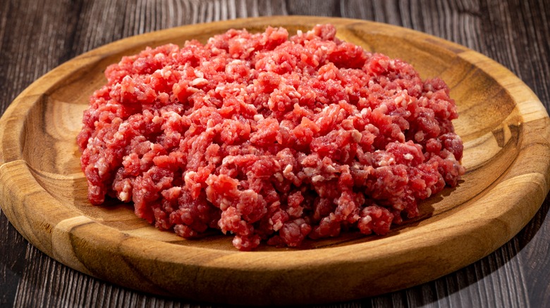 Platter of raw ground beef