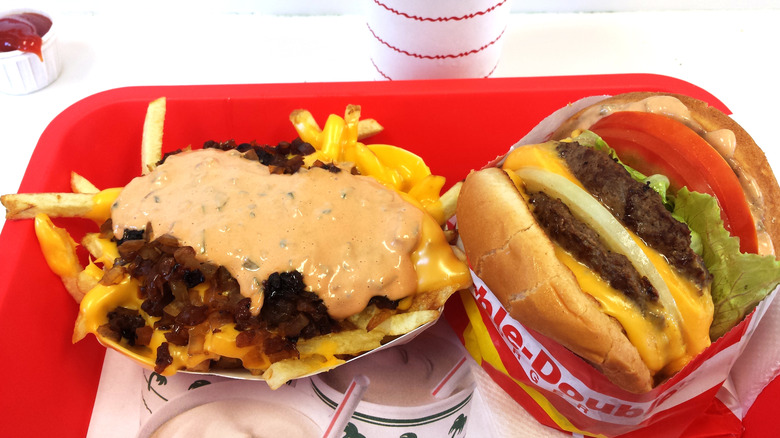 In-N-Out burgers and fries on a tray