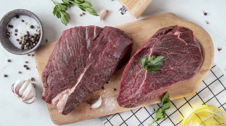 Raw meat steaks ready for cooking