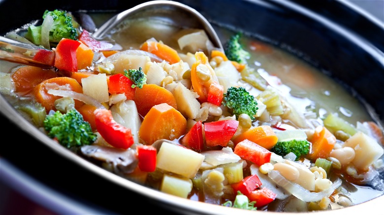 Slow cooker meal with ladle