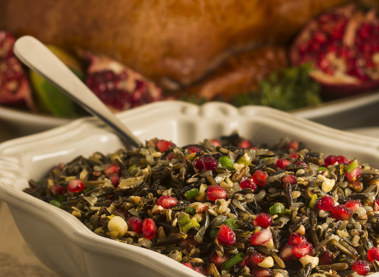 Wild rice with pomegranate seeds and hazelnuts