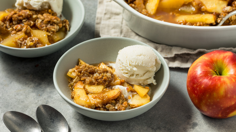 Cobbler served with ice cream