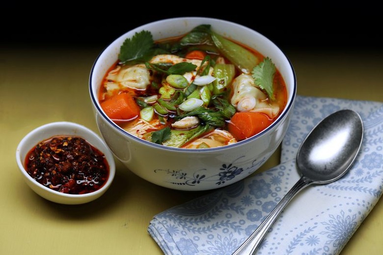 Wonton Soup With Chicken, Bok Choy and Chiles recipe - The Daily Meal