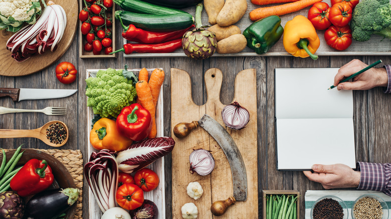 Fresh vegetables on table 