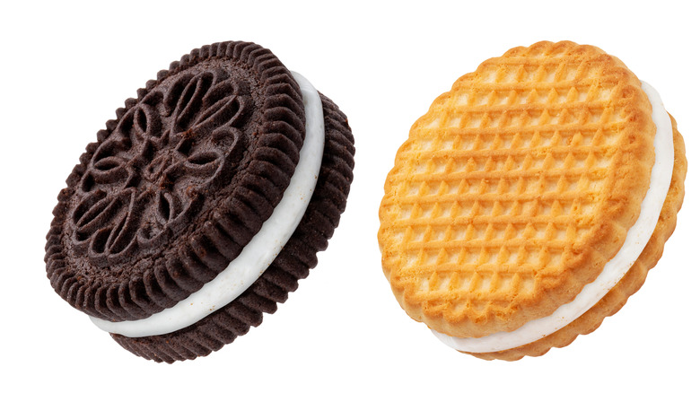 Vanilla and chocolate sandwich cookies