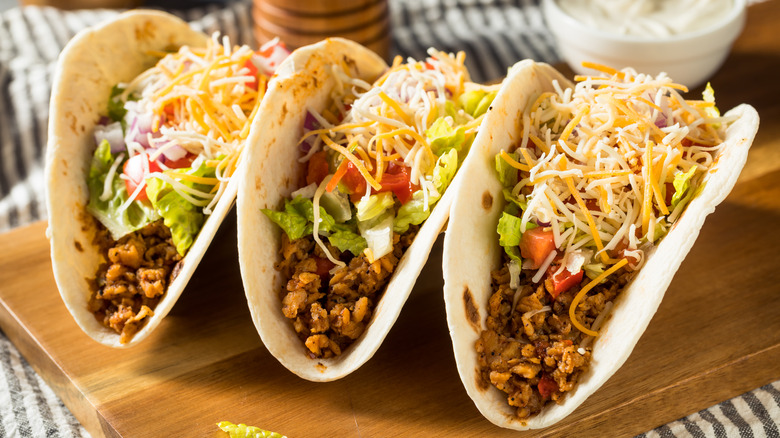 Three soft tacos